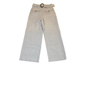 LOFT Tall Belted Pants in Stripe Blue Size 0 Petite